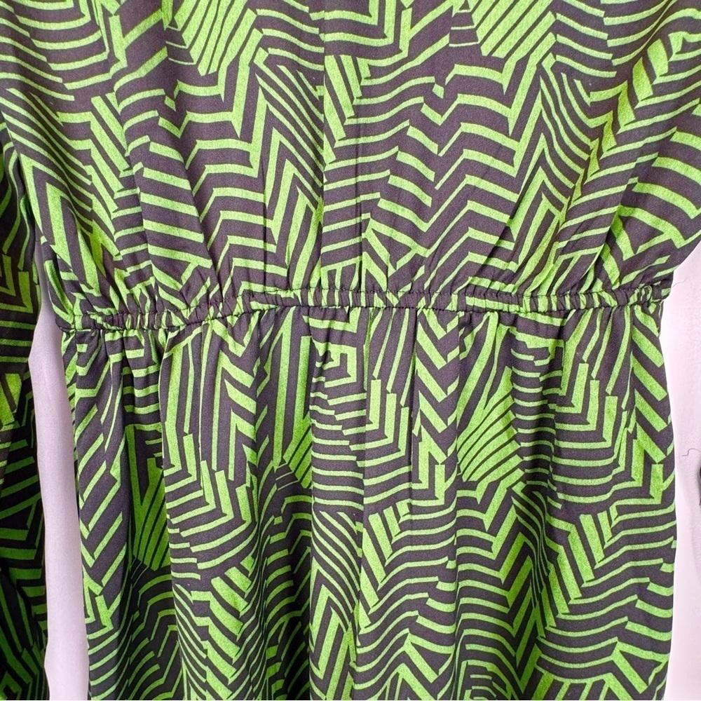Anna Kay An’ge Orfyrie Dress Long Sleeves Green Tropical Print Lightweight Small - Picture 10 of 12